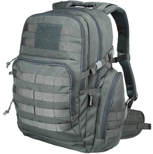 RIVER ROAD Huntex Taktischer Rucksack für Damen und Herren, Militär-Stil, für Jagd, Wandern, Reisen, Outdoor-Sport, 40 l, Grau, 21.2′′ x 13.7′′ x 9.1′′, Sportlich