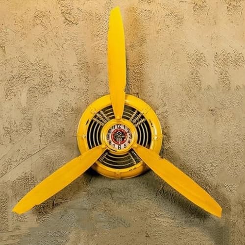 Retro-Flugzeug-Propeller-Wanddekoration - Wandskulpturen, Verdickte Schmiedeeiserne Propeller-Wandbehang-Statue-Dekoration, Luftfahrt-Flugzeug-Wandkunst-Dekor, Für Loft-/Restaurant-(Yellow-B)