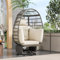 BTYJLEBE Hängesessel Outdoor Wetterfest Schaukelsessel Rattansessel 360°Drehsessel Papasansessel Gartensessel Hängekorb mit Gestell und Sitzkissen für Garten Balkon Outdoor bis 160 kg Belastbar