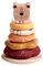 Stapelbecher Spielzeug, Stapelturm mit 8-lagiger Löwe aus Holz und Plüsch Toy Für Babys & Kleinkinder, Beißring-Armband aus Silikon, Rasselring - Montessori Spielzeug Baby Geschenk für 6 12 18 Monate