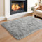 BSGIFT Hochflor Teppich 60x110 Grau Läufer Kuschelteppich Flauschig, Langflor Shaggy Teppich Wohnzimmer Bettvorleger Modern Wohnzimmerteppich rutschfest High-Pile Carpet