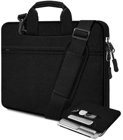 HSEOK Bolso de Hombro para Portátil de 16,Maletín Protector Resistente a Golpes con Múltiples Bolsillos Compatible con MacBook Pro 16 M3 M2 M1 y la mayoría de Portátiles de 15,6-16,Negro