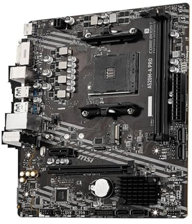 Placa Base A520M-A Pro Compatible con CPU Ryzen R3, R5 y R7, Serie 5000 y 3000, AM4, M.2, NVME, Doble Canal, DDR4.