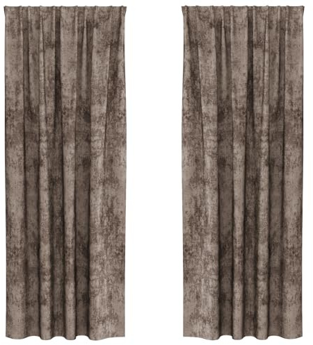 vidaXL Vorhang mit Vorhängen 2 pcs Cappuccino 225 x 140 cm Samt, Wohnzimmervorhänge, Klassische Samt-Panels, Sichtschutz und Verdunklung für stilvolle Einrichtung