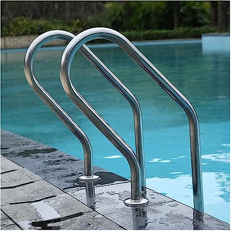 Échelle de Piscine Robuste en Acier Inoxydable, 2/3 marches antidérapantes avec Rampe, paroi Tubulaire Durable de 1,5 mm, marches d'accès sécurisées à la Piscine, Finition argentée
