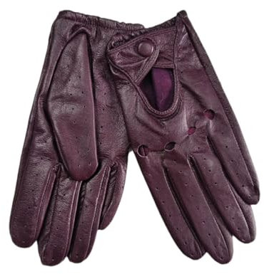 Guanti da donna in pelle sottile monostrato sfoderato traspirante equitazione guanti moto viola 7