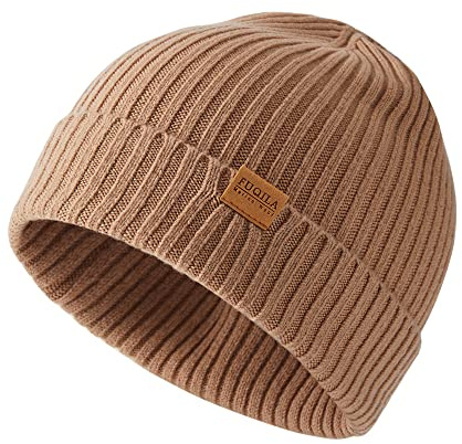 FUQILA 100% Superfeine MerinoWolle Mütze, Klassische Wollmütze, Thermo Beanie, Warme Wintermütze für Damen & Herren