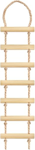Wichteltür Strickleiter, Miniatur Leiter für Wichtelsreich/Wichtelzubehör Braun oder Beige, Holz, Hanf, Traditionell-Rustikal