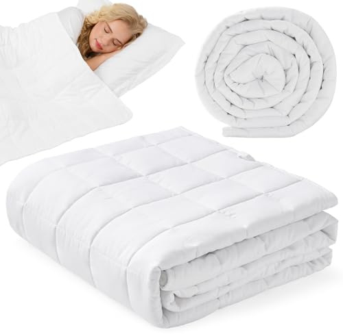 Autsel Gewichtsdecke 7kg 135x200cm, Weighted Blanket, Anti Stress, Weiß | Gewichtsdecke Erwachsene für tiefen Schlaf, Schwere Decke, Therapiedecke, Entspannungsdecke, Glasperlenfüllung