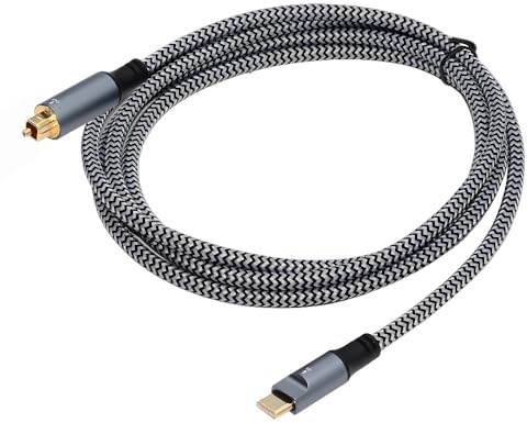 cablecc USB-C auf SPDIF Optisches Audiokabel, USB-C-Stecker auf Toslink-Stecker, digitales optisches Audiokabel für Laptop-Desktop, 1,8 m
