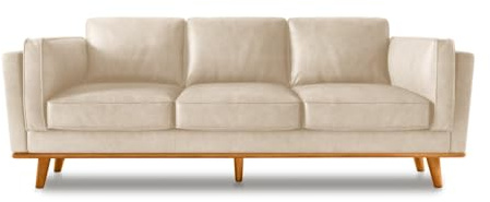 Valencia Artisan Full Leather Sofa 88” - Pure Full Italian Nappa Leather Couch, Solid Wood Accent, Ultimate Comfort, Beige