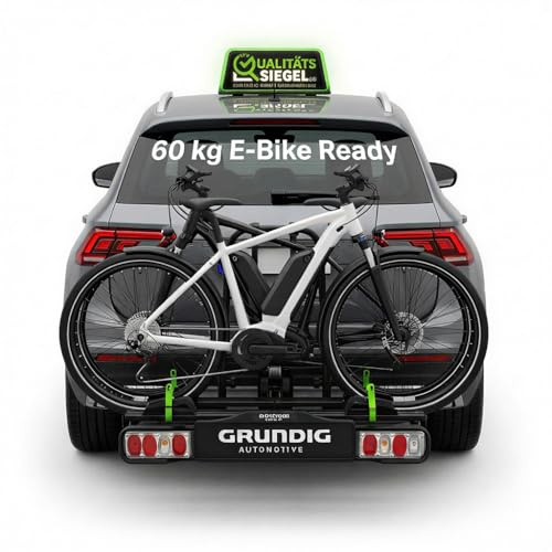 GRUNDIG Automotive Messeneuheit 2025 Fahrradträger E-Bike für Anhängerkupplung 2 Fahrräder, bis 60Kg, Diebstahlschutz, Fahrradträger Auto (Schwarz)