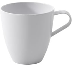 Villeroy & Boch – Pura Henkelbecher, ca. 12,5 × 9,5 × 9,5 cm, Reinweiß, spülmaschinenfest & mikrowellensicher, fließende Form, Premium Bone Porzellan made in Germany