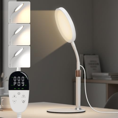 Tageslichtlampe Lichttherapie-Lampe 10000 Lux, UV-freie LED Stehlampe | Simulation von Tageslicht, Vollspektrum-Boden glücklich Therapie-Lampe mit Fernbedienung für Haus/Büro/Lesen/Entspannung
