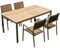 ALEOS. Gartengarnitur Edelstahl Teak Set Tisch 160x90 cm + 4 Teak Sessel A-Grade Teak Holz Serie Kuba Gastroqualität
