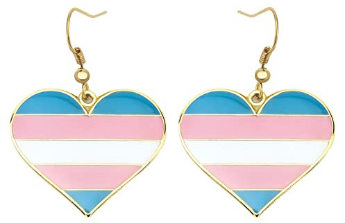 Transgender Pride Herzform baumelnde Ohrringe Gay & Lesben LGBT Pride Geschenke Regenbogen Schmuck (Transgender Herz)