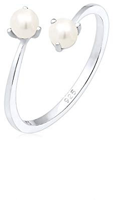 Elli Ring Damen Süßwasserperle Verstellbar One Size in 925 Sterling Silber