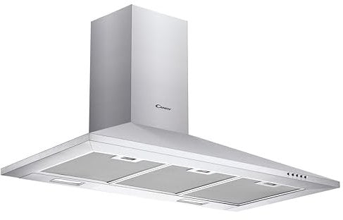 Candy CCE119/1X Campana Chimenea, Ancho 90 cm, 3 Niveles de Potencia, Capacidad extracción 305 m3/h, iluminación LED, 56/62 dB, 69 W, INOX
