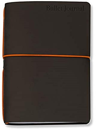 VELOFLEX N132110 - Bullet Journal, Notizbuch, 13 x 21 cm, Regeneriertes Leder, braun, Gummizug, mit 2 Einlagen „My Plan“ & „Ivory“