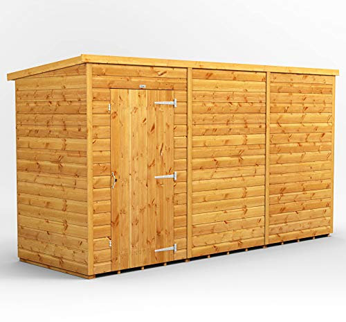 POWER High Grade Premium Pent Wooden Shed with Security Features, Door Flexibility, made from 12mm Extra Thick Timber, for all Storage & Outdoor Needs (Windowless)