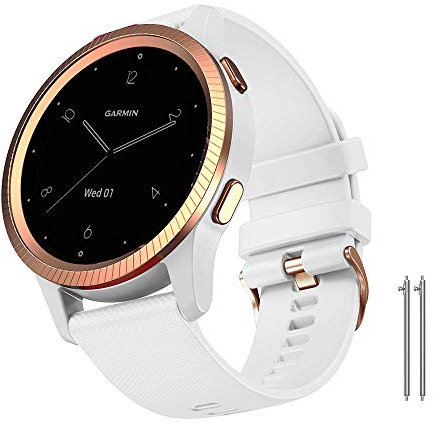 NotoCity Armband für Garmin Vivoactive 4S, Venu 2S/3S, Forerunner 255S/265S, 18mm Ersatzarmband für Vivomove 3S (39mm), Active S, Move 3S, Silikon Armband für Männer und Frauen(L, Weiss)