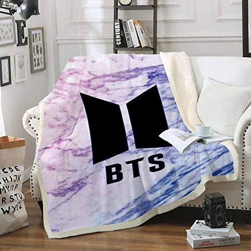 NICHIYO BTS Bett Decken, Cartoon Anime Fleece Fleecedecken for Erwachsene Kinder, 100% Mikrofaser, for Bettcouch und Sofa (10,150cm × 200 cm)