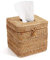 Kosmetiktücherbox aus Rattan, Dekorativer Gewebter Kosmetiktuchhalter, Taschentuchspender für Bad/Küche/Büro, 14,5 x 14,5 x 12,7 cm