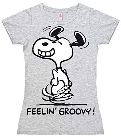Logoshirt® Peanuts Snoopy Feelin' Groovy T-Shirt Damen | Großes Snoopy-Motiv, lustiges Comic T-Shirt, lizenziertes Originaldesign, weiche Baumwollmischung, ideal für Peanuts-Fans