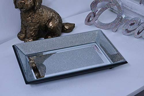 DEENZ 30X20Cm New Glitter Plate Diamante Mirror Candle Plate Mirrored Tray Plate Home Décor Eye Catching Lovely Display
