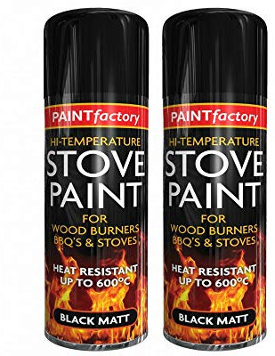 GBS 400ml Hi-Temperature Black Matt Stove Paint Spray For Wood BBQ s Grill and Stoves Can Paint Heat Resistant Upto 600 C (2)