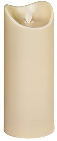 Dehner Outdoor-Kerze mit LED-Beleuchtung, Ø 8.9 cm, Höhe 22.8 cm, Kunststoff, creme