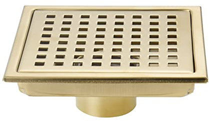 DEOKXZ Siphon de Sol de Douche carré en Acier Inoxydable SUS304 Doré brossé 15,2 cm