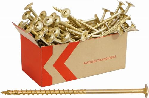 Vis Charpentier 6x50 mm - 100 Pièces pour Bois - Tête Large TORX - Acier Zingué - Double Filetage - TX30