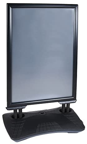 Kundenstopper DIN-A1 Schwarz 594x841cm mit rollbarem Wassertank | Werbeaufsteller beidseitig | Gehwegaufsteller mit Klapprahmen-System | Display wetterfest, standfest