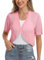 Totatuit Boléro Femme Chic Tricot Gilet Bolero Cardigan Veste Élégant Gilets Court Mousseline Manche Maille Vintage Tops Rose S
