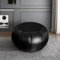 Louis Donné Premium Artisanal Leder Pouf, handgefertigt, ungefüllt, Ottoman-Pouf Bezug, Fußhocker, runder Pouff, Fußhocker, Bodenkissen (schwarz)
