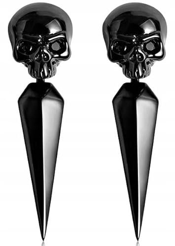 MENNICA BYDGOSKA Ohrringe Schwarz Silber Totenkopf 925 mit Diamant Zirkonia für Herren Damen Verschluss Nickelfrei Anstecknadel zum Geburtstag Geschenk Valentinstag Rhodiniert
