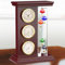 JJ Care Termometro Galileo con Orologio al Quarzo (Oro), Barometro Analogico e Igrometro, Stazione Meteorologica per Interni, Telaio in Vetro e Legno
