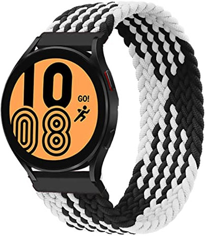 Intrecciato Solo Loop per Samsung Galaxy Watch 5 Pro/5&4/4 Classic/3 41mm/Active 2/Active for Amazfit BIP/GTR 42mm/GTS/2/2e/3, Cinturino in Tessuto di Nylon 20mm, Nero Bianco-XS