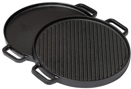 Plaque de cuisson Blackwell BBQ en fonte noire ø 30 cm - Sans revêtement antiadhésif 2 côtés