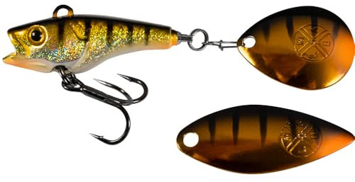 LMAB Good Vibe Jigspinner, mit Wechsel Blade, Jig Spinner zum Angeln, Barsch & Hecht Spinjig (14 g, Real Perch)