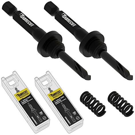 2 x SabreCut HSARB01_2 Universal 1/4 Inch HEX Shank Hole Saw Arbour and Springs Compatible with SabreCut Hole Saws