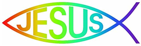 Samunshi® Aufkleber Christenfisch Regenbogen Jesus Church Fisch Gott Symbol für Auto Motorrad Kirche 20x6cm - Taufe Firmung Ichthy