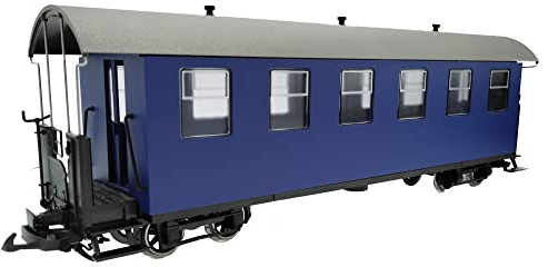 ML-Train Personenwagen kurz 4-achsig blau HSB/DR 6 Fenster | Selbstbauwagen/Bausatzwagen - Gartenbahn Spur G Zubehör