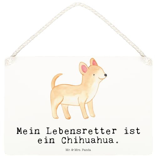 Mr. & Mrs. Panda Wandbild Holz Chihuahua Lebensretter DIN A6 - Geschenk, Türschild, Schild, Holzschild, holzbild, wandtafel, Holztafel