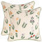 Tosleo Bestickte dekorative Wurfkissenbezüge 45 x 45 cm für Gartenlounge Sofa Dekokissen Wohnzimmer Schlafzimmer 2 Stück Set Kissenbezüge Blumenmuster (Kleine orange Blüten, 45 x 45 cm)