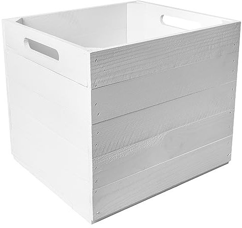 Creative Deco Holzkiste Weiß | passend für Kallax Regal | Holzbox mit Griffen | 33 x 37 x 33cm | Geschliffenes Holz | Aufbewahrungsbox Kinder Kisten für Regal Regalbox Holz Spielzeugkiste