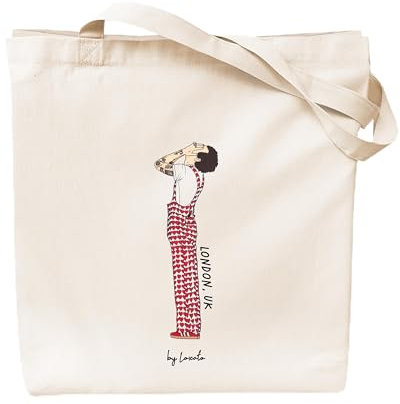 Loxato Stoffbeutel Bedruckt - Stofftasche - Baumwolltasche Bedruckt 100% B35 x H42 x T8 cm - Tragetasche Canvas-Stoff 220 g/m2 - Jutebeutel - Einkaufstasche Lange Henkel 70cm - Einkaufsbeutel