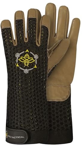 Apis Tactical Premium Ventilated Cowhide Beekeeping Gloves with Breathable Mesh & Extended Forearm Protection — High Dexterity Sting-Resistant Bee Gloves for Professional Beekeepers - (Brown, XXL)