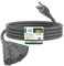 EP 3 m outdoor extension cable, 3 sockets, grey SJTW cable with 3-pin earthing plug for extra safety, ideal for Christmas lights